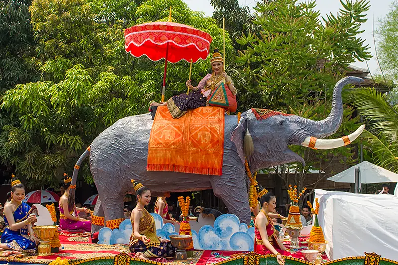 Laos Photo Tour - elephant image Lao New Year