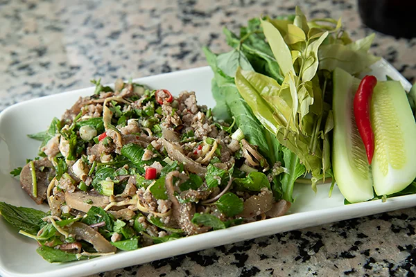 Spicy larb laarp Lao food - Laos Photo Tour